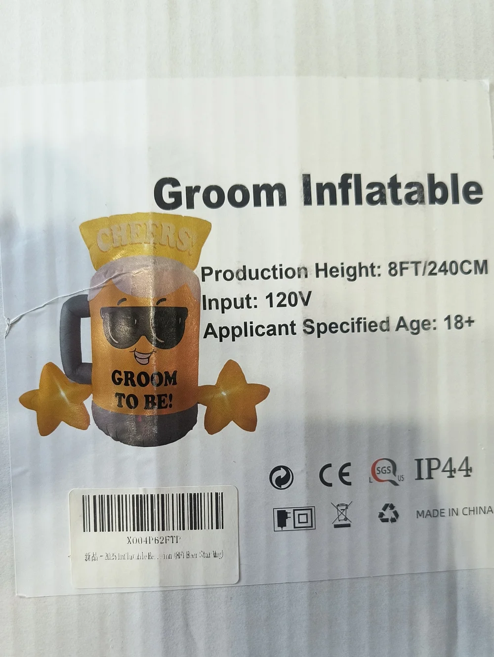 Inflatable Gold 'Groom To Be' Beer Mug Party Decoration